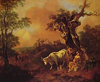 Landscape with a Woodcutter and Milkmaid, 1755, gainsborough