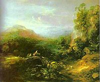 Mountain Landscape with Peasants Crossing a Bridge, 1784, gainsborough