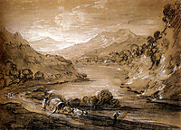 Mountainous Landscape With Cart And Figures, gainsborough