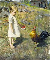 The girl and the rooster , 1886, gallenkallela
