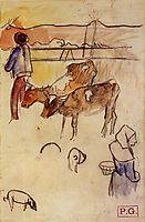 Bretons and cows, 1889, gauguin