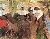 Brittany causing, or Dance of the four or Four Breton Breton, 1888, gauguin