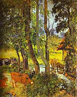 Cattle drinking, 1885, gauguin