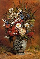 Daisies and peonies in blue vase, 1876, gauguin