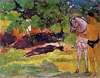 In the Vanilla Grove, Man and Horse (The Rendezvous), 1891, gauguin