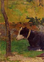 Kneeling cow, 1888, gauguin