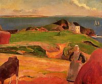 Landscape at Le Pouldu, the isolated house, 1889, gauguin