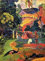 Landscape with peacocks, 1892, gauguin