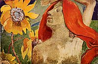 Redheaded woman and sunflowers, c.1890, gauguin
