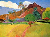 Tahitian mountains, gauguin