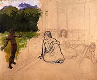 Tahitians at rest (unfinished), c.1891, gauguin