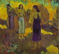 Three Tahitian Women against a Yellow Background, 1899 (oil on canvas), 1899, gauguin