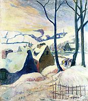 Village in the snow, gauguin