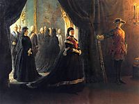 Catherine II (1729-96) at the Coffin of Empress Elizabeth (1709-61), 1874, ge
