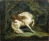 Horse attacked by a lion, gericault