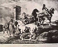 Horses going to a fair , 1821, gericault