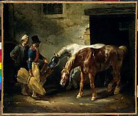 Two post-horses at the stable, gericault