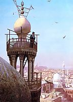 A Muezzin Calling from the Top of a Minaret the Faithful to Prayer, 1879, gerome