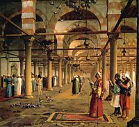 Public Prayer in the Mosque of Amr, Cairo, 1870, gerome