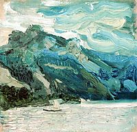 Lake Traunsee with the Schlafende Griechin mountain, 1907, gerstl