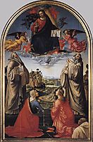 Christ in Glory with St. Benedict (c.480-547), St. Romuald (c.952-1027), St. Attinia, St. Grecinia and the donor, abbot Buonvicini, 1492, ghirlandaio