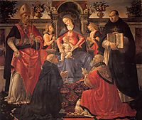 Madonna and Child enthroned with St. Dionysius, Aeropagita, Domenic, Clement and Thomas Aquinas, c.1486, ghirlandaio