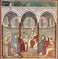 St. Francis Preaching a Sermon to Pope Honorius III, 1299, giotto