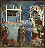 The Trial by Fire, St. Francis offers to walk through fire, to convert the Sultan of Egypt, 1297, giotto