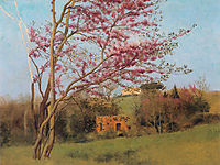 Landscape: Blossoming Red Almond, study, 1912, godward