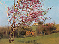 Landscape: Blossoming Red Almond, study, 1912, godward