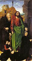 The Portinari Altarpiece, St. Thomas and St. Anthony the Hermit with Tommaso Portinari and two sons Antonio and Pigello, Left Wing , 1478, goes