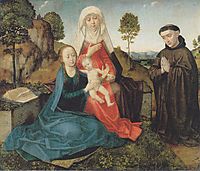 Virgin and Child With St. Anne and a Franciscan donor, c.1475, goes