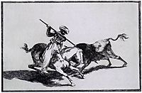 The Morisco Gazul is the First to Fight Bulls with a Lance, 1816, goya