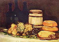Still life with fruit, bottles, breads, 1826, goya