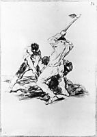 Three Men Digging, 1819, goya