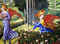 Angel Gathering Flowers in a Heavenly Landscape (detail), c.1460, gozzoli