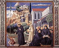 The Parable of the Holy Trinity and the Visit to the Monks of Mount Pisano, 1465, gozzoli