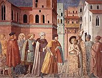 Renunciation of Worldly Goods and The Bishop of Assisi Dresses St. Francis, 1452, gozzoli
