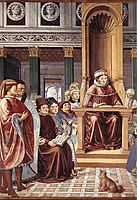 St. Augustine Reading Rhetoric and Philosophy at the School of Rome (detail), 1465, gozzoli