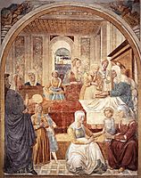 Tabernacle of the Visitation: Birth of Mary, 1491, gozzoli