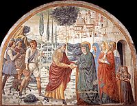 Tabernacle of the Visitation: Meeting at the Golden Gate, 1491, gozzoli