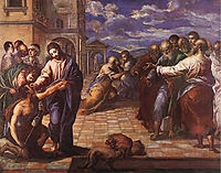 Christ healing the blind man, 1560, greco