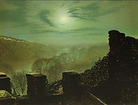 Full Moon behind Cirrus Cloud from the Roundhay Park Castle Battlements, 1872, grimshaw