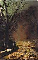 Lovers in a wood, 1873, grimshaw