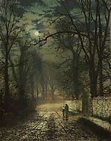 A moonlit lane, 1874, grimshaw