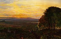 Sunset from Chilworth Common, Hampshire, grimshaw