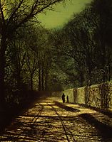 Tree Shadows on the Park Wall, Roundhay Park, Leeds, grimshaw