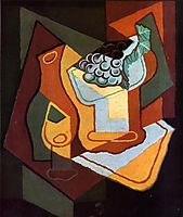 Bottle, Wine Glass and Fruit Bowl, gris