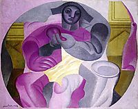Seated Harlequin, 1923, gris