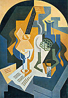 Still life with fruit basket and mandolin, 1919, gris